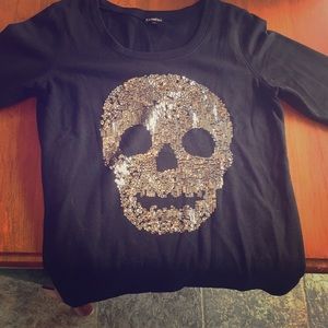 Express skull Halloween crew neck sweater